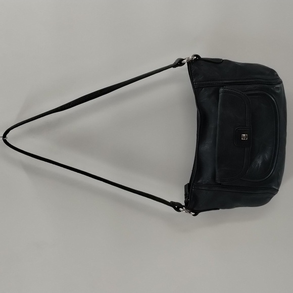 Stone Mountain leather green shoulder bag zip top with multiple pockets - Picture 2 of 8